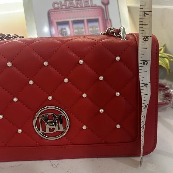 Badgley Mischka Red Quilted Shoulder Bag NWT bundle - Picture 6 of 17